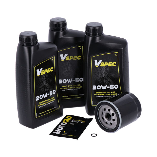 MCS Engine Oil Service Kit. 20W50 Synthetic – 1999–2017 Softail; 1999–2017 Dyna
