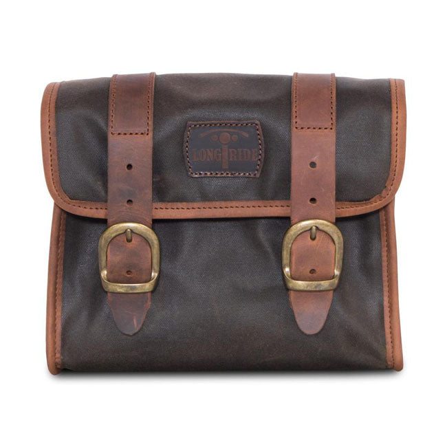 Longride ''Mini'' Waxed Cotton Saddlebag. Khaki