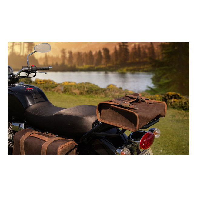 Longride ''Mini'' Waxed Cotton Saddlebag. Marron Brown