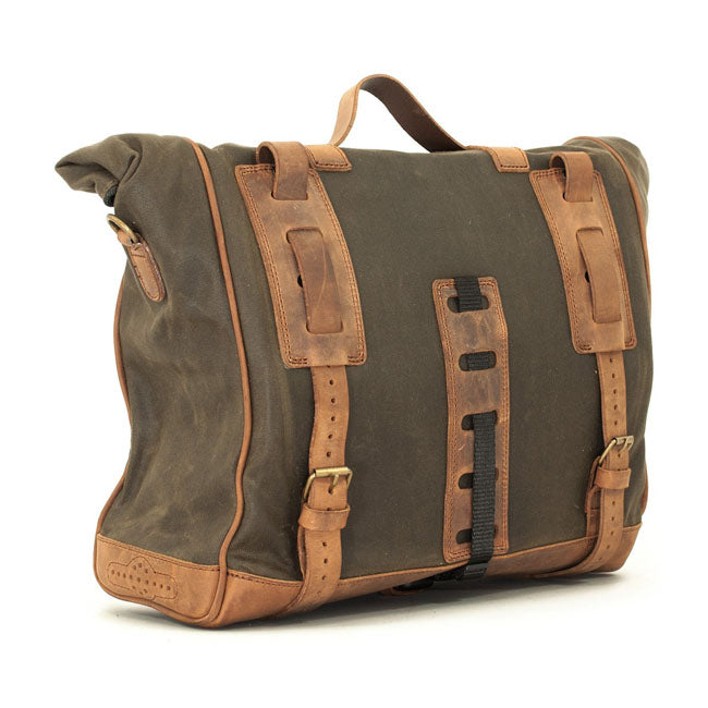 Longride ''Old Chopper'' Waxed Cotton Saddlebag. Khaki – Royal Enfield: Interceptor 650; Royal…