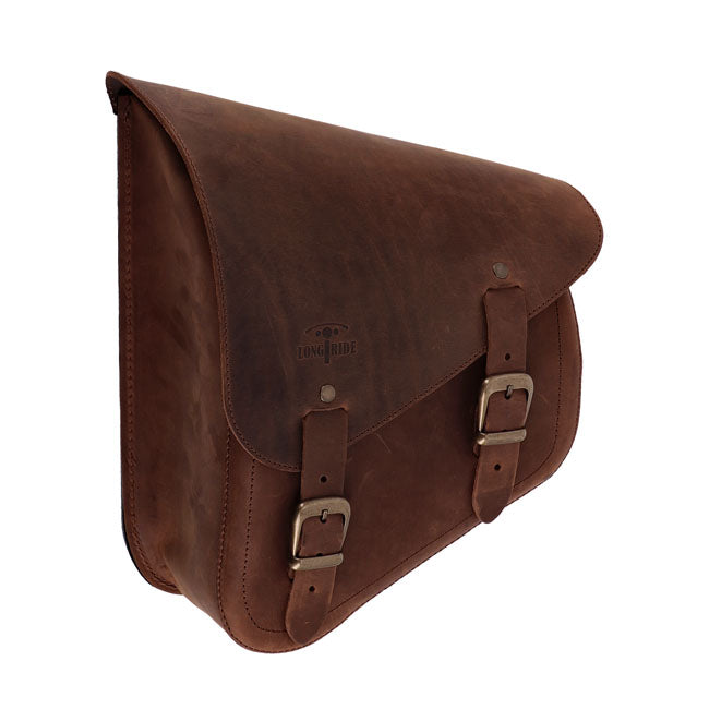 Longride Swingarm Bag. Smooth, Brown Leather – 1984–2017 Softail