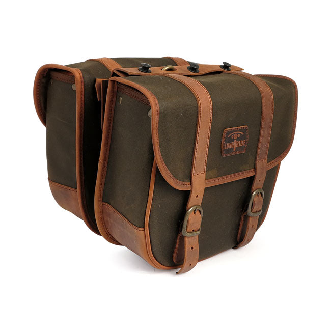 Longride Throw Over Saddlebags Waxed Cotton. Khaki – Universal