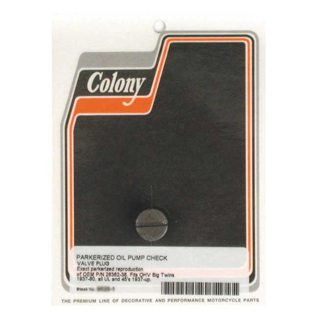 Colony Oil Pump Check Valve – 1936–1980 Big Twin Ohv & Sv; 1937–1952…