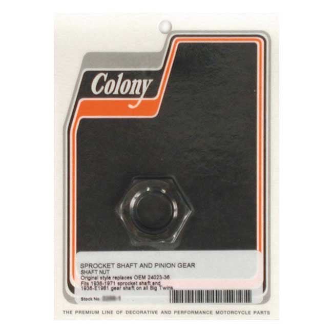 Colony Pinion/Sprocket Shaft Nut – Pinion Shaft: 30-E81 Big Twin. Sprocket…