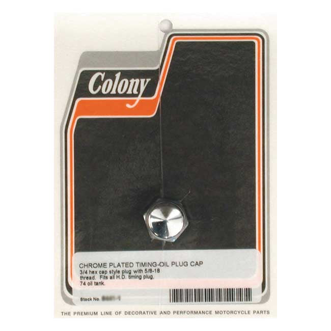 Colony Timing/Drain Plug. Cap Style. Chrome – Timing Plug: 1938–1999 Big Twin…
