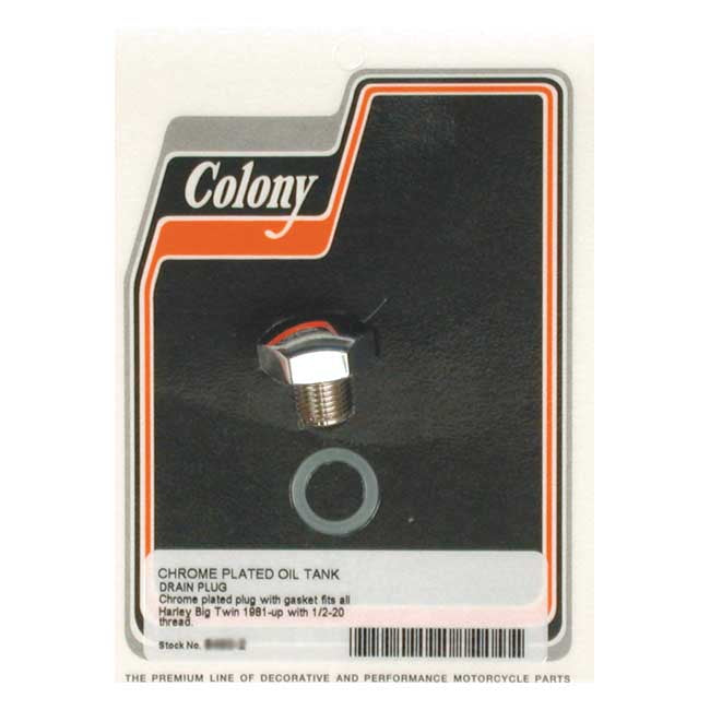 Colony GW, Oil Drain Plug, Hex Head 1/2"-20. Chrome – Oil Tank: 1941–1984 FL; 1971–1984 FX…