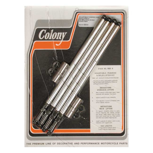 Colony Aluminium Adj. Pushrod Solid Conversion Kit. Evo B.t – 1984–1999 Evo Big Twin
