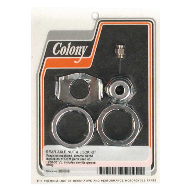 Colony Rear Axle Nut & Lock Kit – 1930–1936 74"/80" VL Big Twin Flatheads