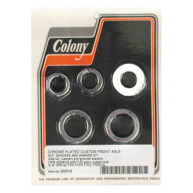 Colony Axle Spacer Kit Front, Grooved – 2000–2003 Dyna; 2000–2006 XL Sportster