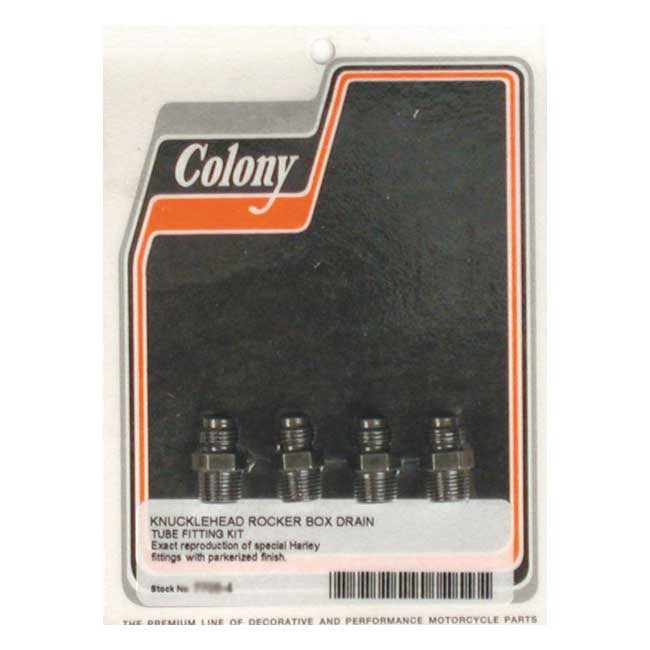 Colony Rocker Box Oil Drain Fittings. Black – 1938–1947 Knucklehead