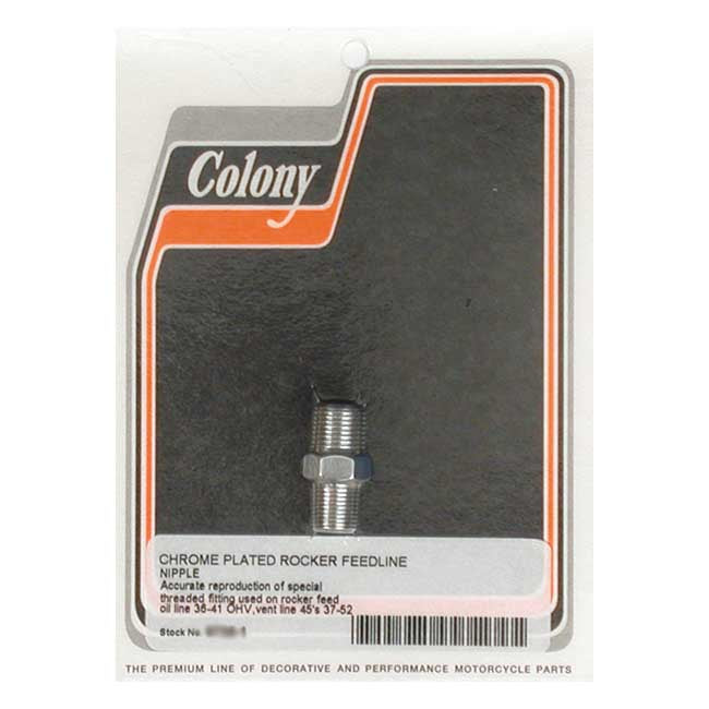 Colony Knuckle Rocker Box Oil Feed Fitting. Chrome – 1936–1941 Knucklehead; 1937–1964 45"…