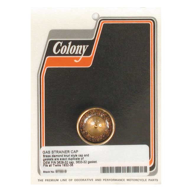 Colony Gas Strainer Cap. 32-38 Style. Brass – 1932–1938 H-D Twins