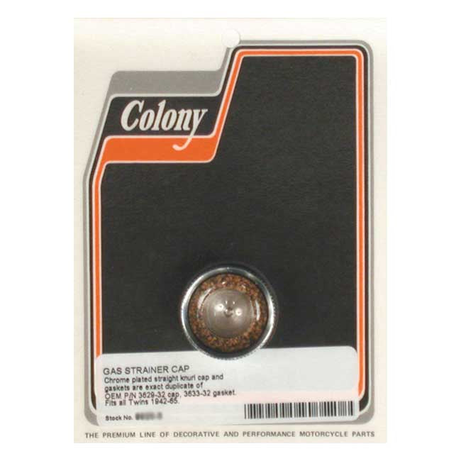 Colony Gas Strainer Cap. 42-65 Style. Chrome – 1942–1965 H-D