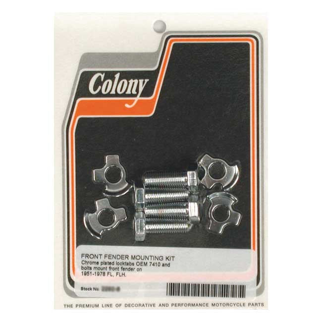 Colony Front Fender Mount Kit. Chrome – 1951–1978 FL; FLH