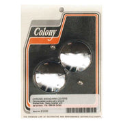 Colony Swingarm Pivot Bolt Cover Set. Chrome, Domed – 1986–1999 Softail