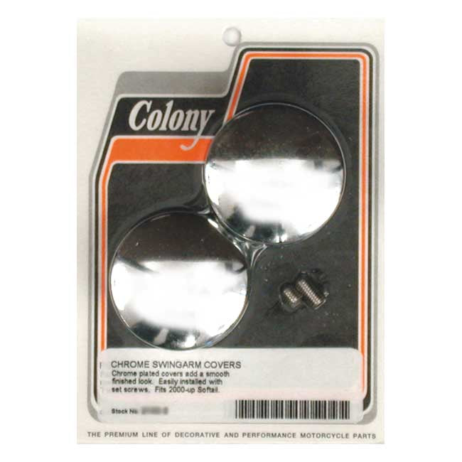 Colony Swingarm Pivot Bolt Cover Set. Chrome, Domed – 2000–2007 Softail