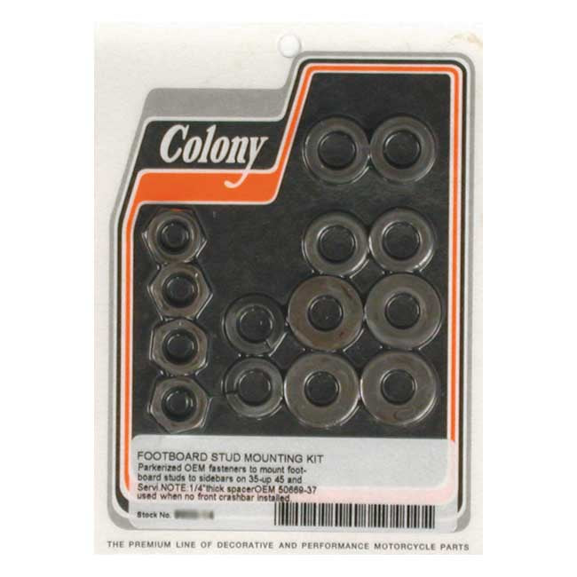Colony Floorboard Stud Mount Kit. Black – 1935–1973 45" Flathead & 45" Servi-Car