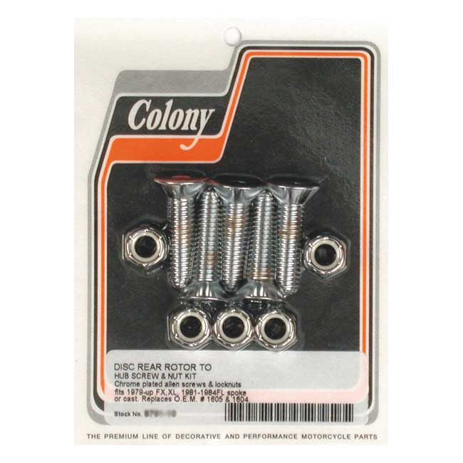 Colony Disc Brake Rotor to Hub Screw Kit. Rear – 1981–1984 FL; 1979–1991 FX; XL…