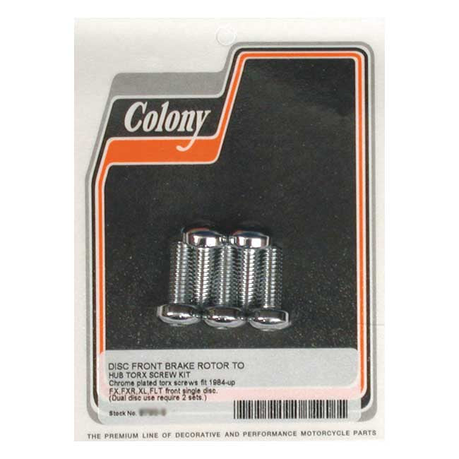 Colony Front Brake Rotor Bolt Kit. Chrome – Front: 1984–2015 FX; 1984–1994 FXR…