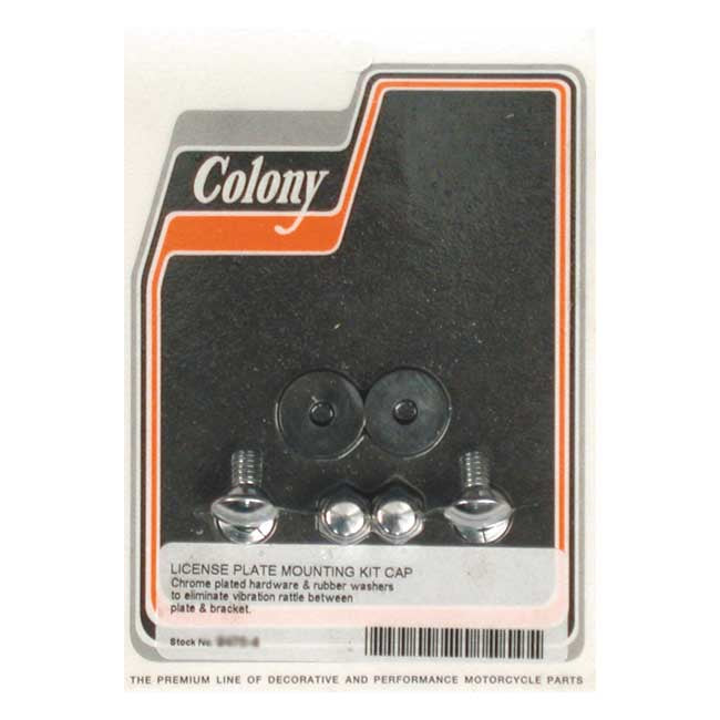 Colony License Plate Mount Kit. CAP Style. Chrome – Universal
