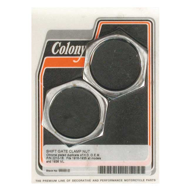 Colony Shifter Gate Clamp Nuts. Chrome – 1916-1935 All H-D; 1936 VL