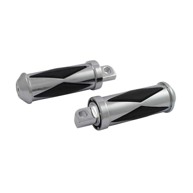 MCS Diamond Footpegs, Large Diameter. Male Mount. Chrome – All H-D with Traditional Male Mount