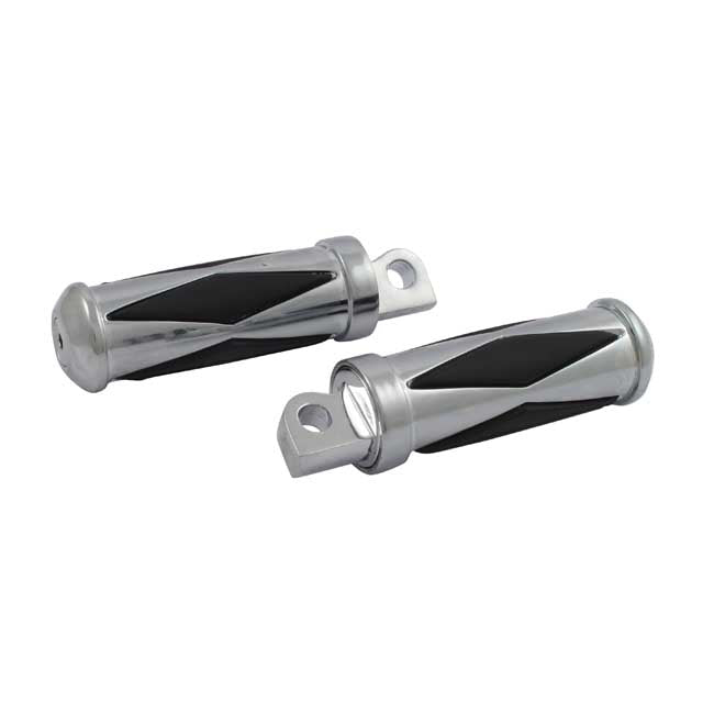 MCS Diamond Footpegs, Small Diameter. Male Mount. Chrome – All H-D with Traditional Male Mount