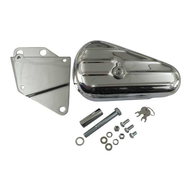 MCS Softail Ribbed Tool Box Kit, Left Side. Chrome – 1984–1999 Softail