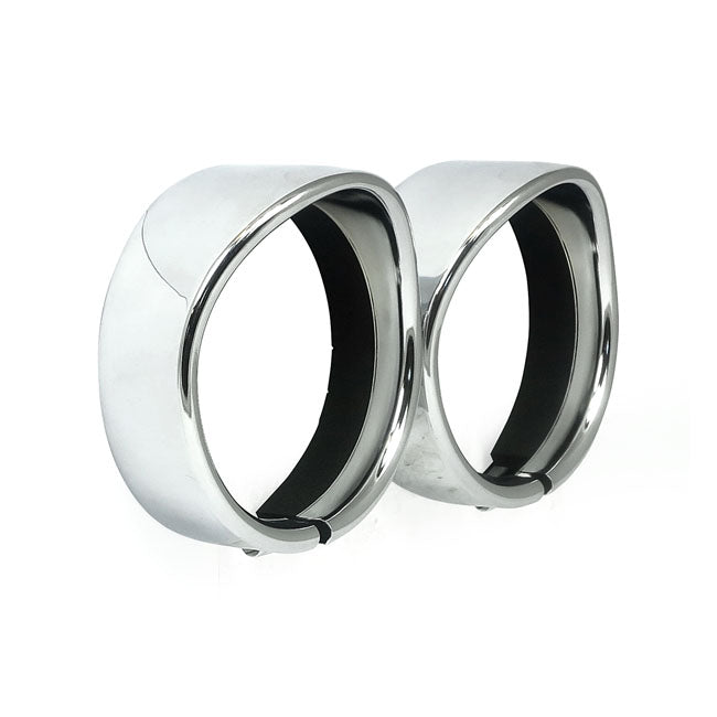 MCS Recessed Trim Rings with Visor. 4.5" Spotlamp. Chrome – 1962–2025 H-D with Passing Lamp Kit