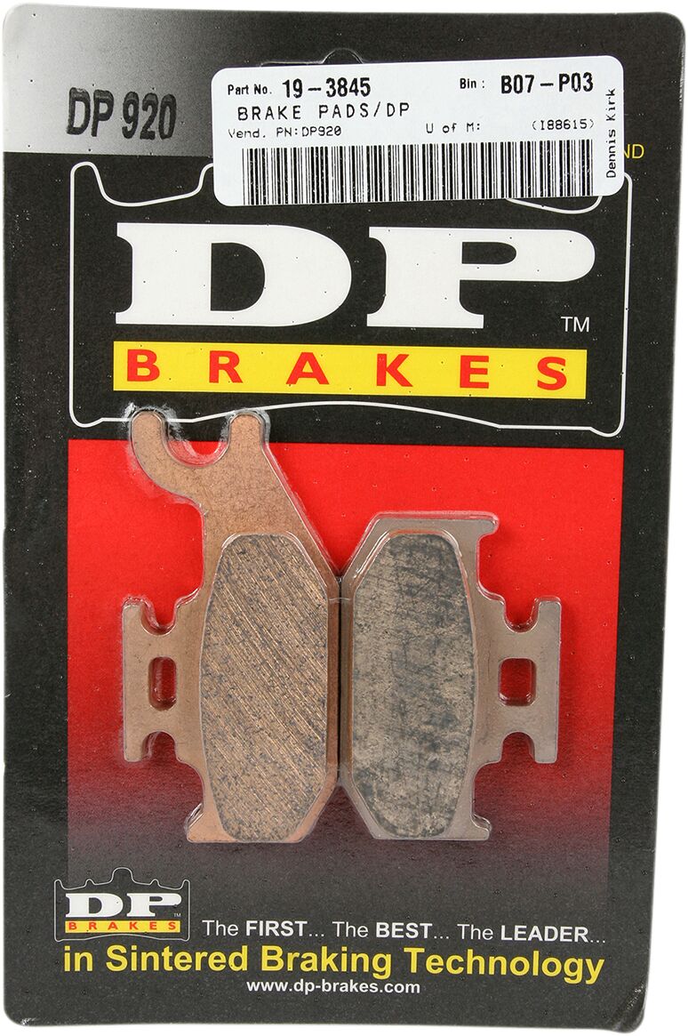 DP Brakes ATV/UTV Sintered Metal Brake Pads Rear Copper Alloy Set of 2 - DP920