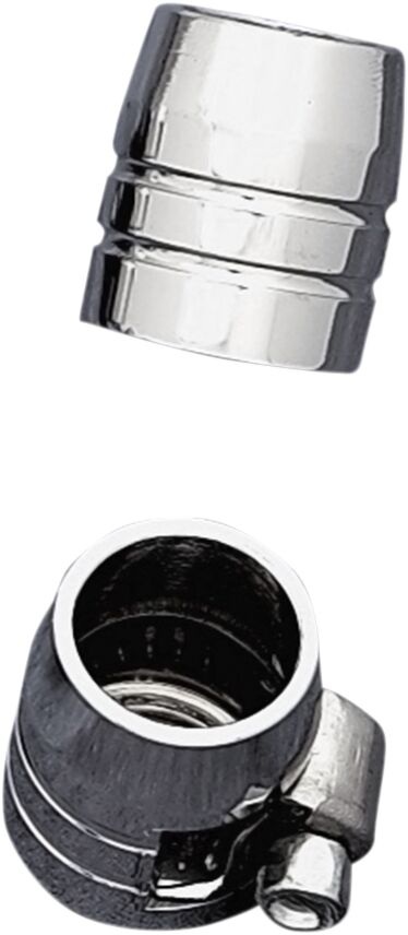 Drag Specialties Grooved Chrome Hose Ends with Clamp Silver 6 Pack - 03-6203CG-BC202