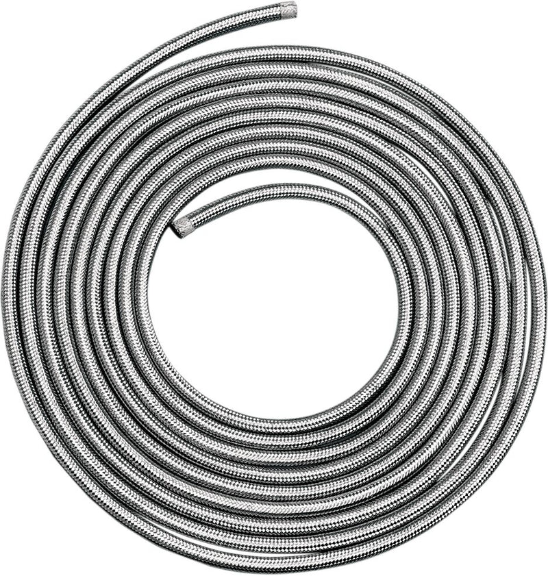 Drag Specialties Stainless Steel Braided Hose Silver Fuel Oil Roll