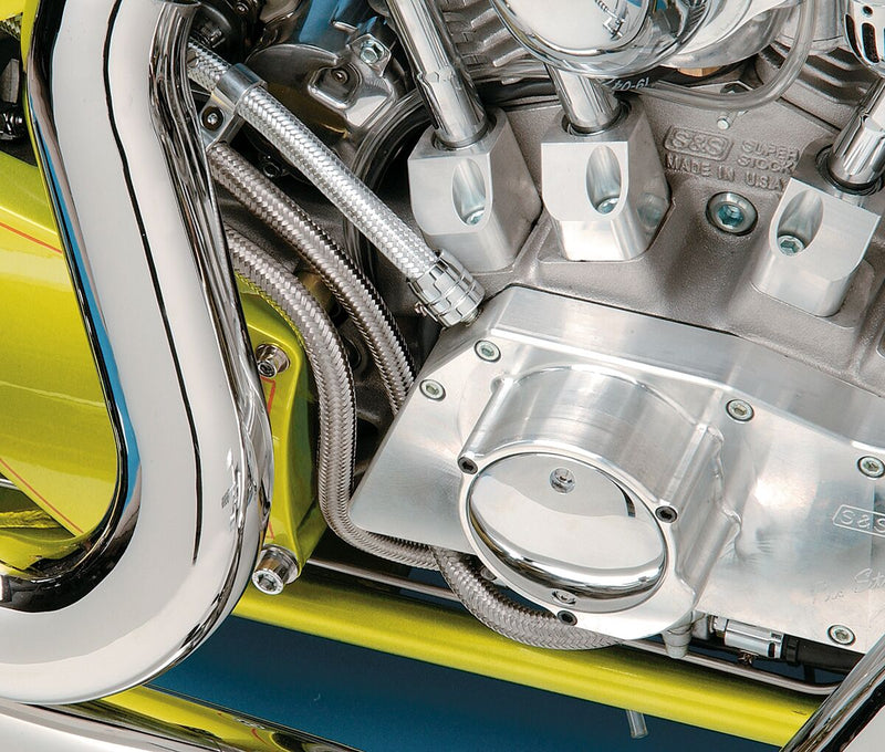 Drag Specialties Stainless Steel Braided Hose Silver Fuel Oil Each