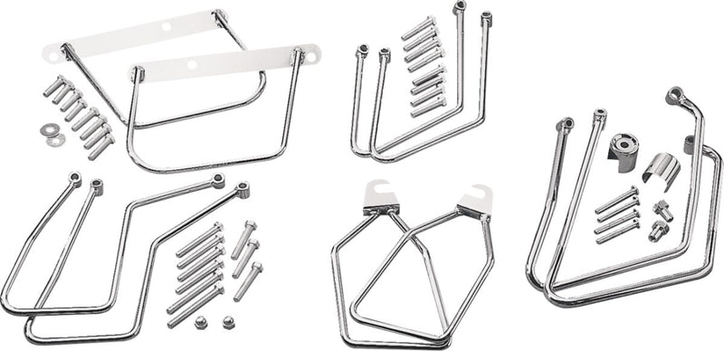 Drag Specialties Chrome Saddlebag Support Brackets Silver Left Right Steel Pair - 77-0030
