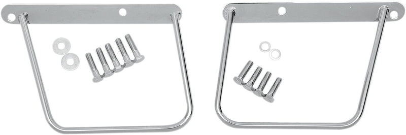 Drag Specialties Chrome Saddlebag Support Brackets Silver Left Right Steel Pair - 77-0031