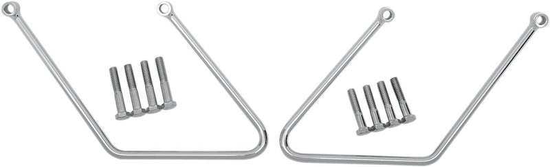 Drag Specialties Chrome Saddlebag Support Brackets Silver Left Right Steel Pair