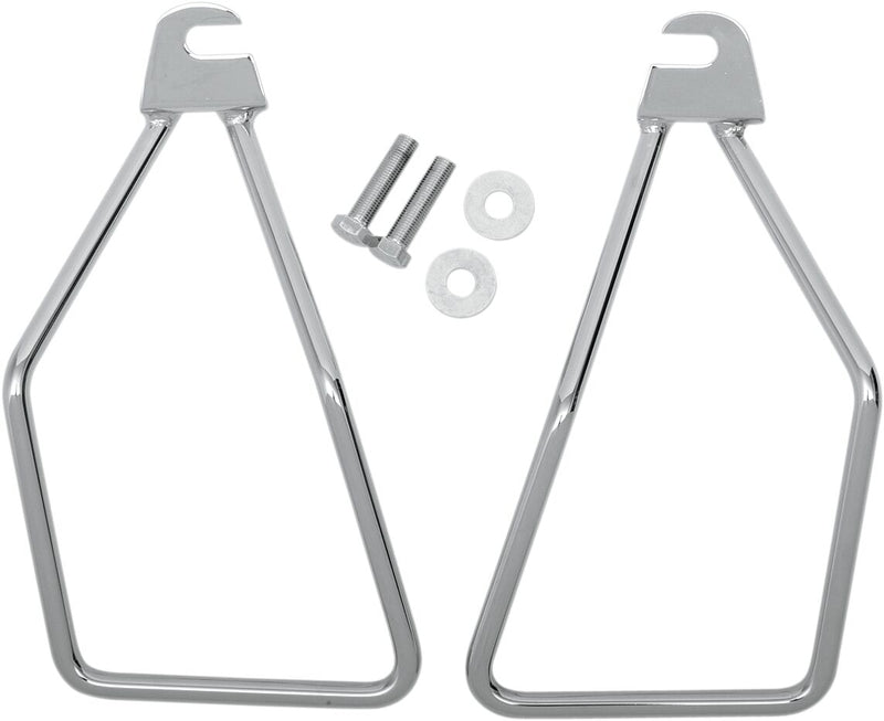 Drag Specialties Universal Saddlebag Hard Mount Kit Saddlebag Support Chrome Silver Steel Pair