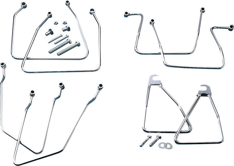 Drag Specialties Chrome Saddlebag Support Brackets Silver Left Right Steel Pair - 77-0040DS