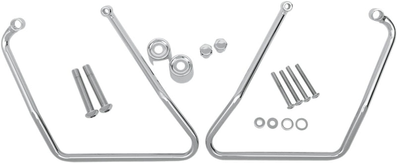 Drag Specialties Chrome Saddlebag Support Brackets Silver Left Right Steel Pair