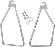 Drag Specialties Chrome Saddlebag Support Brackets Silver Left Right Steel Pair - 77-0129