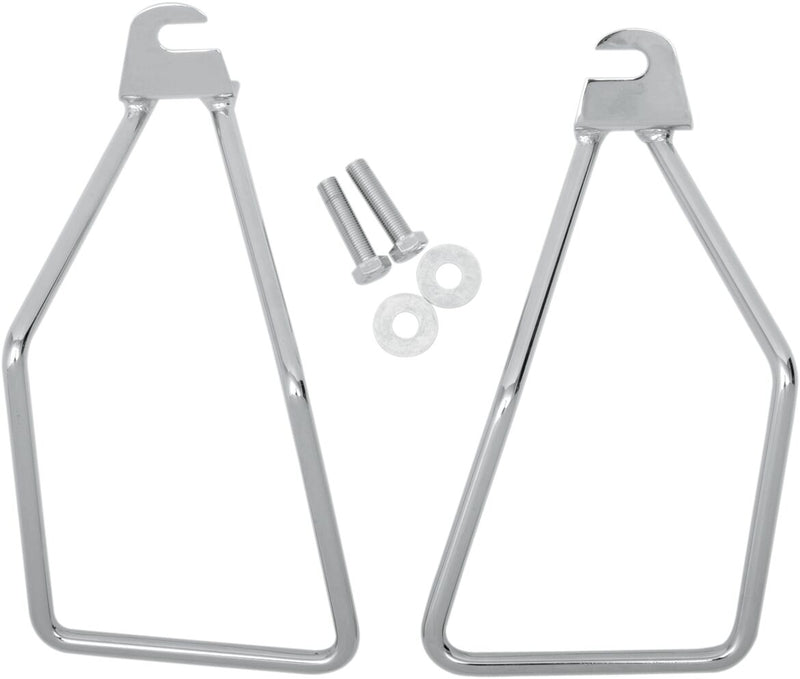 Drag Specialties Chrome Saddlebag Support Brackets Silver Left Right Steel Pair - 77-0129