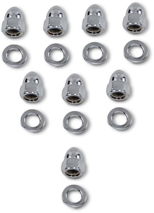 Drag Specialties Acorn Hardware Kits Chrome Silver Cylinder Base Nut Set