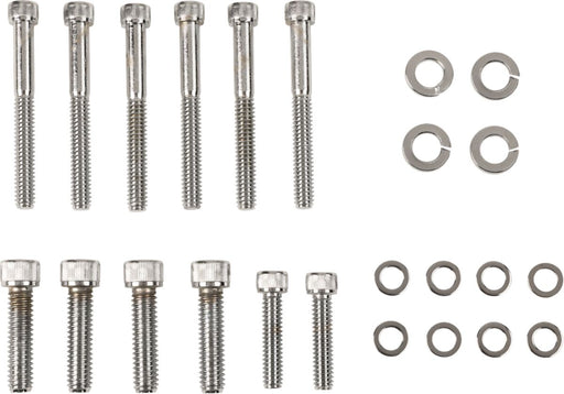 Drag Specialties Transmission Side Cover Bolt Set Chrome Silver Knurled Socket-Head