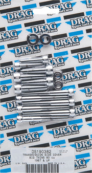Drag Specialties Transmission Side Cover Bolt Set Chrome Silver Knurled Socket-Head