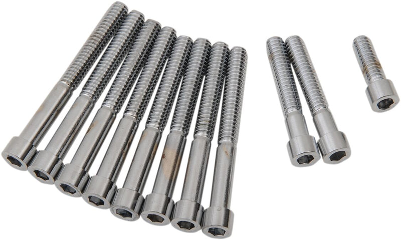 Drag Specialties Primary Cover Only Bolt Kit Chrome Silver Smooth Socket-Head