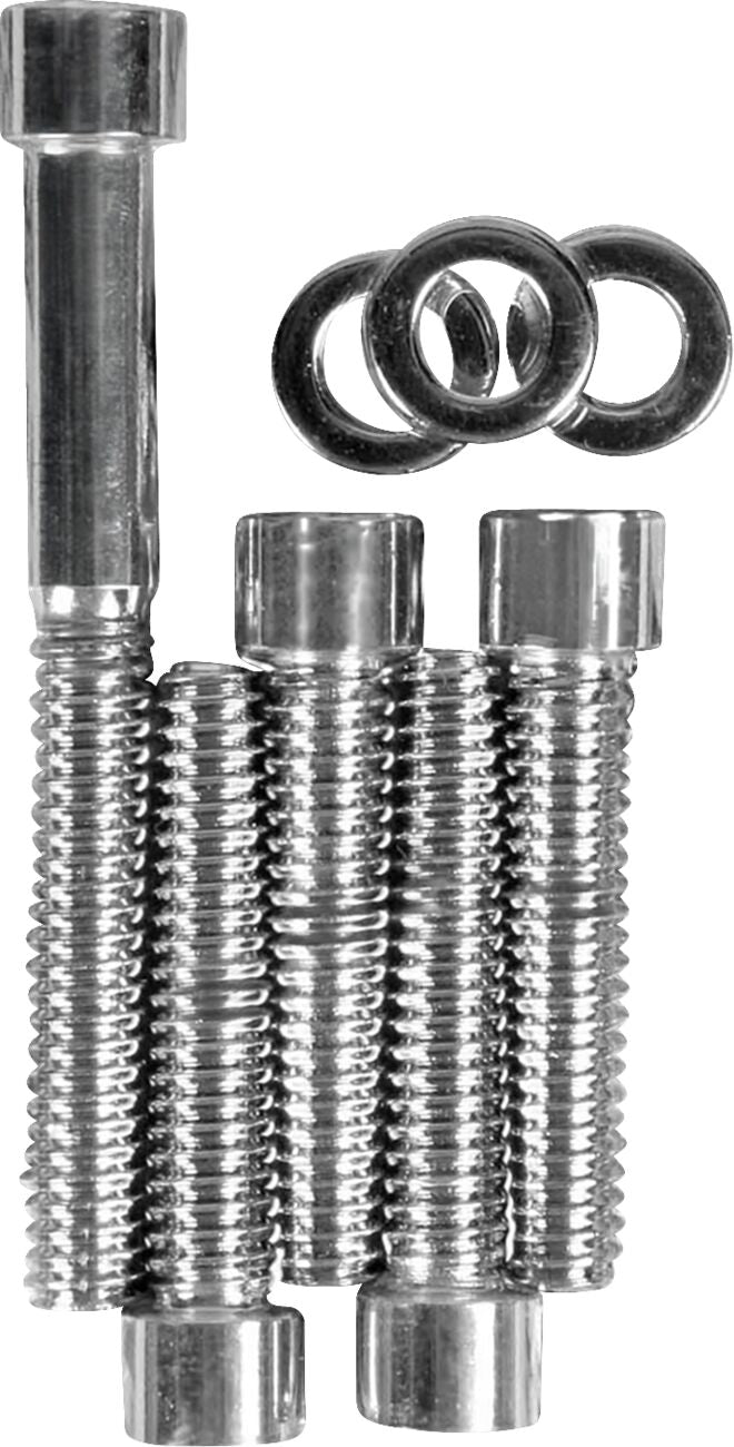 Drag Specialties Transmission Top Cover Bolt Set Chrome Silver Knurled Socket-Head