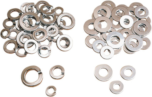 Drag Specialties Washers Washer Kit Silver Lock 36 Pack