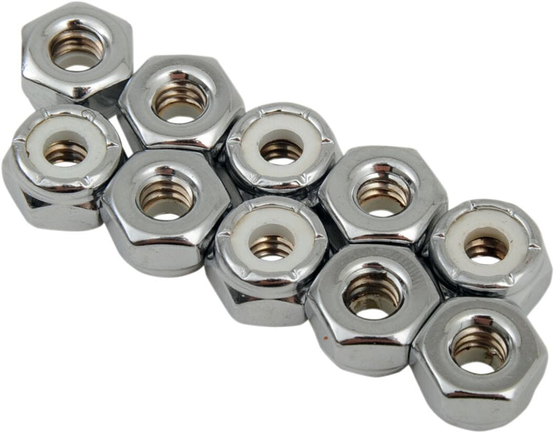 Drag Specialties Replacement Insert Nuts Silver Coarse Thread Fine Thread Nylon 10 Pack - MPB271