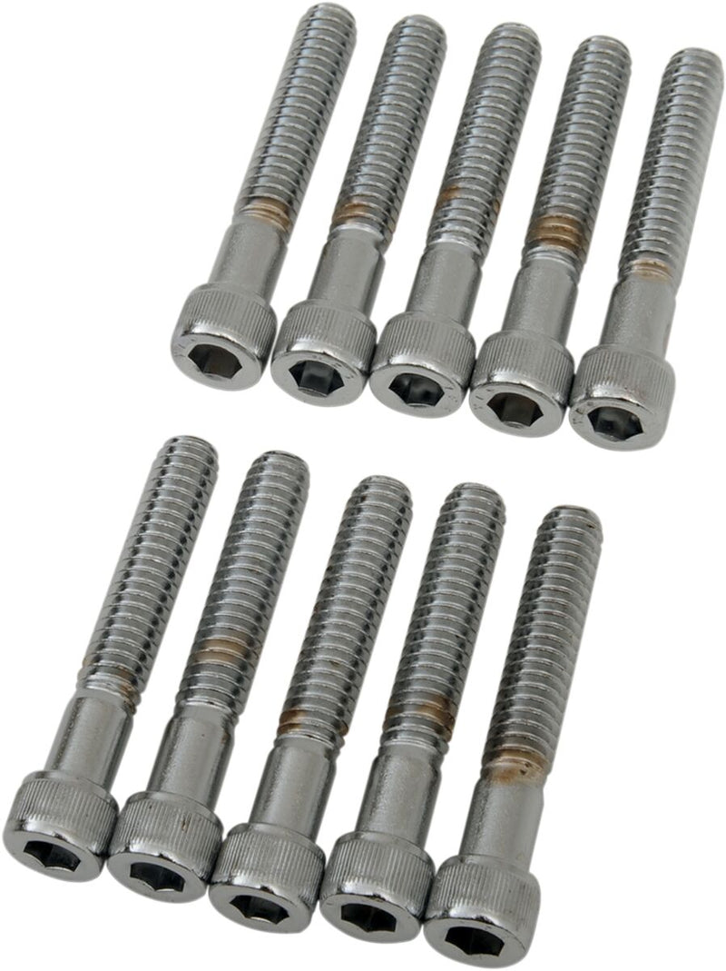Drag Specialties Socket-Head Bolts Silver Knurled 10 Pack - MPB183
