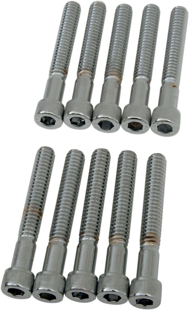 Drag Specialties Socket-Head Bolts Silver Knurled 10 Pack - MPB184
